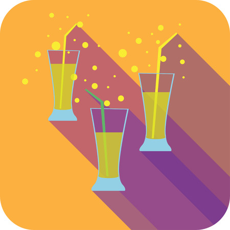 Three glasses cocktails flat design stylized vector party drink icon, The best for your design, flyers, coasters, printsのイラスト素材