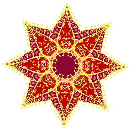 Hand drawing zentangle color element. Flower mandala. Vector illustration. Holi festival colors. The best for your design, textiles, posters, tattoos, corporate identityのイラスト素材