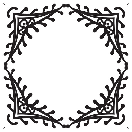 Hand drawing zentangle decorative frame. Black and white. Flower mandala. Vector illustration. The best for your design, textiles, posters, tattoos, corporate identityのイラスト素材