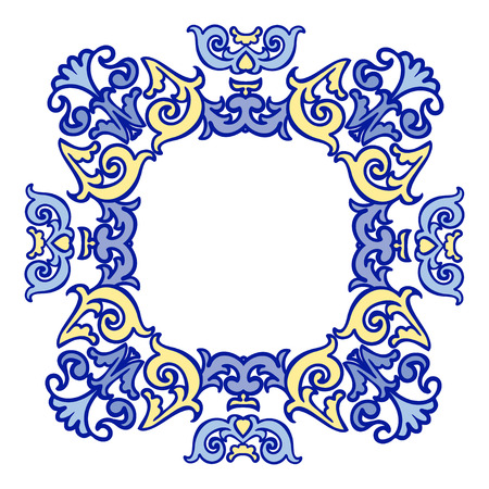 Hand drawing zentangle color element. Italian majolica style Flower mandala. Vector illustration. The best for your design, textiles, postersのイラスト素材