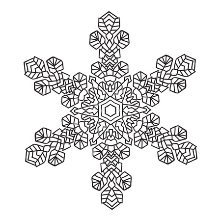 Hand-drawn doodles natural snowflake. Zentangle mandala style. Vector illustration. Good idea for greeting cards, invitations, prints, textiles, tattoo.のイラスト素材