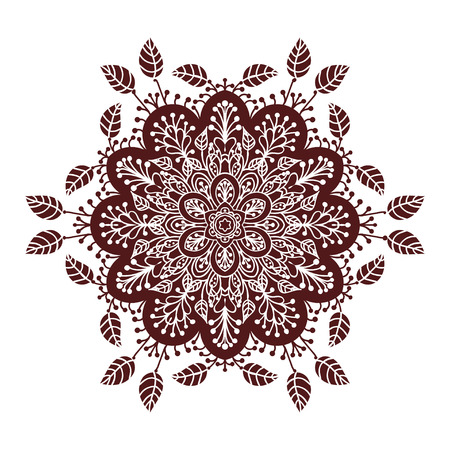 Hand drawing zentangle element in marsala color. Flower mandala. Vector illustration. The best for your design, textiles, posters, tattoos, corporate identityのイラスト素材