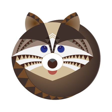 Head of raccoon, decorative geometric stylization. Vector illustration. Good idea for your design, textiles, print., T-shirtのイラスト素材