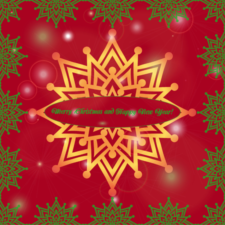 Christmas and New Year ornate cards with holiday symbol star on winter background in modern style. Elegant winter lacy decor pattern for your design. Easily editable vector illustrationのイラスト素材