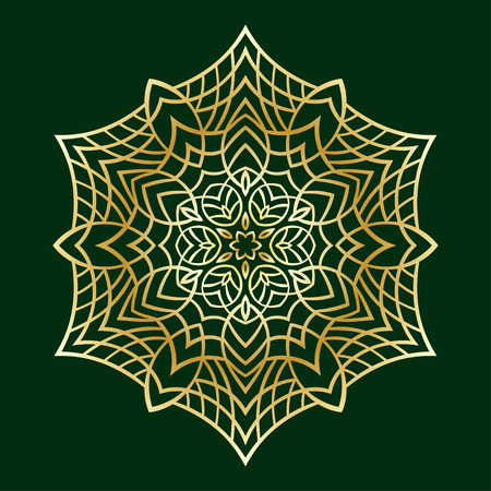 Hand-drawn doodles snowflake, metallic color gradient. Zentangle mandala style. Vector illustrationのイラスト素材