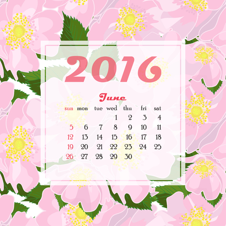 2016 Calendar decorated with flower seamless background. Vector illustrationのイラスト素材