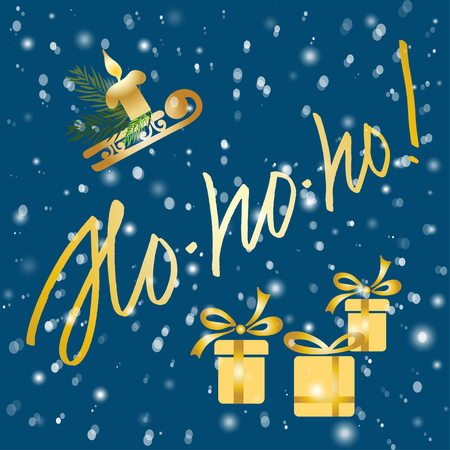 Merry Christmas Lettering greeting card with text  Ho-ho-ho Vector illustrationsのイラスト素材
