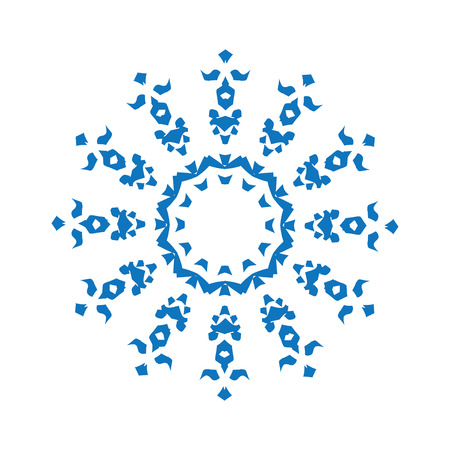 Blue silhouette of snowflake on white background のイラスト素材