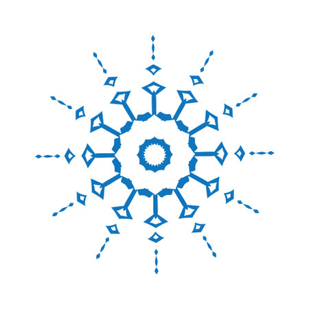 Blue silhouette of snowflake on white background のイラスト素材