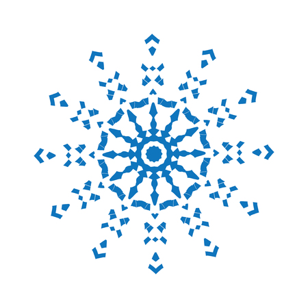 Blue silhouette of snowflake on white background のイラスト素材