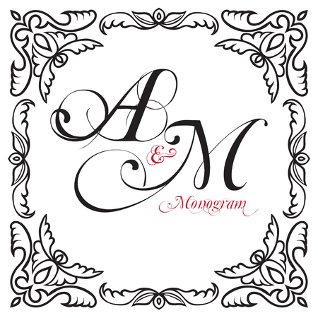 Monogram in oriental ornamental style, framework composition Vector illustration.のイラスト素材