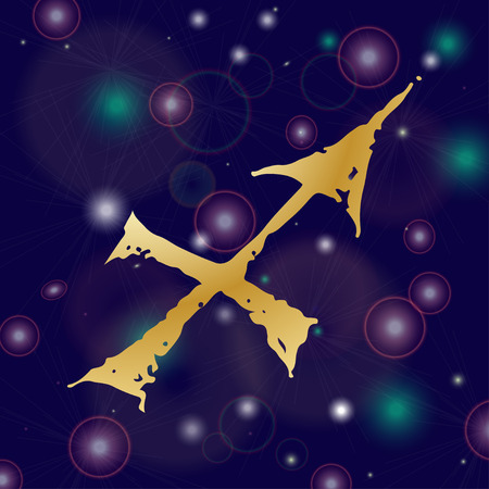 Hand-drawn sketch zodiac Sagittarius web icon. Vector illustrations Black on white backgroundのイラスト素材