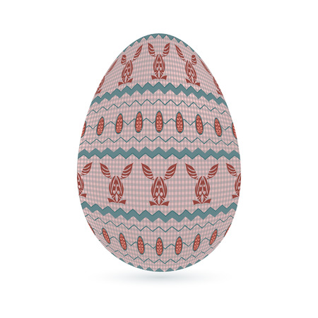 Easter stylized ethnic ornamental egg with rabbit pattern. Isolated on white background Vector illustrationのイラスト素材