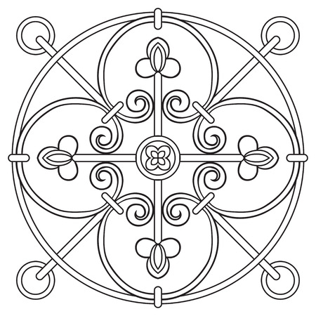 Hand drawing pattern for tile in black and white colors. Italian majolica style. Vector illustration. The best for your design, textiles, postersのイラスト素材