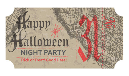 Halloween ticket for party, vintage style vector illustration.のイラスト素材