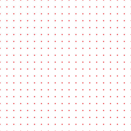 Abstract seamless pattern with red crosses on white background. Modern Swiss design in bauhaus style. Good idea for textile, wallpaper, shopping poster, wrapping paper. Vector illustrationsのイラスト素材