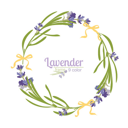 Violet Lavender beautiful floral frames template in watercolor style isolated on white background for decorative design, wedding card, invitation, travel flayer, Vector botanical illustration.のイラスト素材