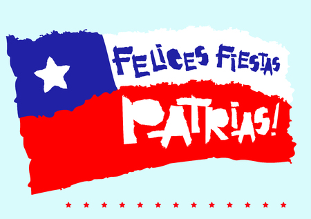 Flat Fiestas Patrias banner design in vintage grunge torn paper style illustration.のイラスト素材