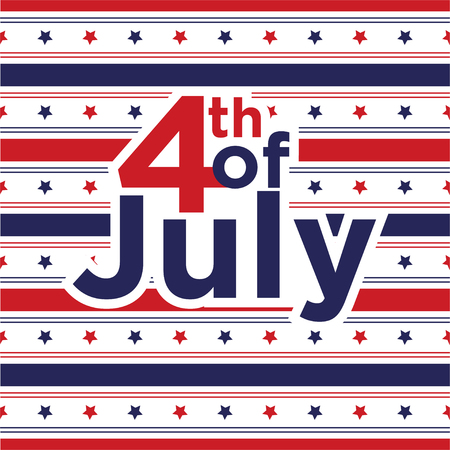 Slogan vector print for celebration design card in vintage style with text USA 4th of July. Vector illustration. American independence Patriot day backgroundのイラスト素材