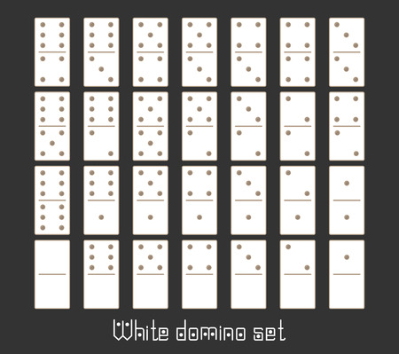 Realistic Dominoes full set 28 flat pieces for game . White collection. Abstract concept graphic element, domino effect gaming icons set , Vector illustrationsのイラスト素材
