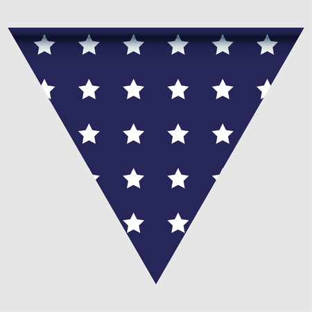 Happy holyday day triangular flag for planar festivals with red, blue and white color stars, stripes, checkered, chevrons. fective background. Vector illustrationのイラスト素材