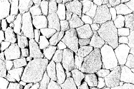 Natural stone wall texture isolated on white background. Seamless pattern Grunge effect Old vintage style vector illustrationsのイラスト素材