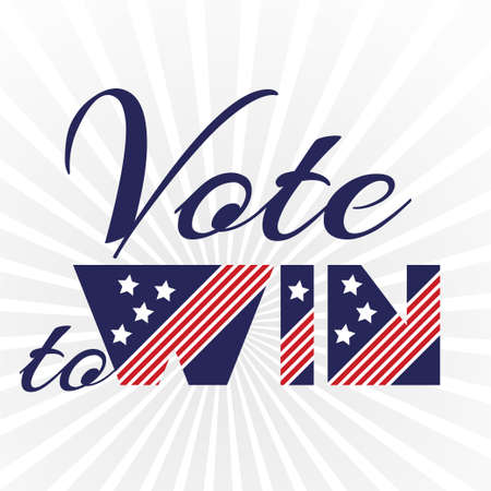 American presidential election day, political campaign for flyer, post, print, stiker template design Patriotic motivational message quotes. Vote to win Vector illustration.のイラスト素材