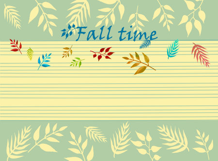 Fall leaves vintage vector card templateのイラスト素材