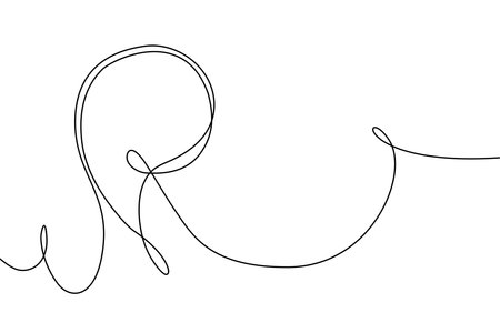 Speech bubble continuous line drawing. Black isolated linear template. Comic Doodle concept design art. Outline simple border for social media, web sites, dialog chat. Vector illustration.のイラスト素材