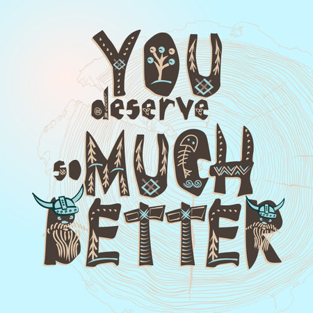 Typography children viking theme slogan or poster on white background Funny scandinavian style design for t shirt, textile, fabric printing, embroidery, graphic and printed tee. Vector illustrationのイラスト素材