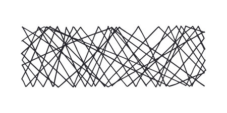 Horizontal pattern, texture, line hand drawn. Hatch drawing pen ink and crosshatch draw pencil sketch Doodle scratch style. Black shape on white background. Vintage graphic design Vector illustrationのイラスト素材