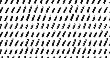 Small dash seamless pattern. Dotted lines texture Black and white hatching doodle organic shapes Short line dashes Brush hand drawn random strokes Fashion retro print design Vector Illustrationのイラスト素材