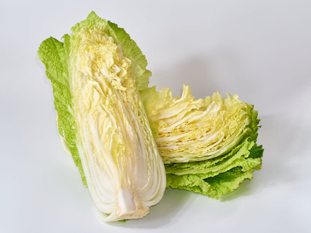 Fresh chinese cabbage on white background, closeup of photo.