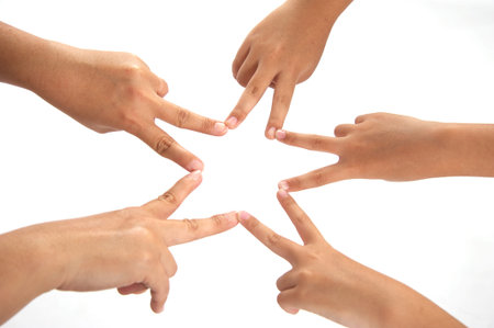 human hands making a star shapeの写真素材