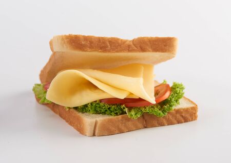 Cheese sandwich on white background.の写真素材