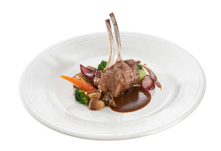 Roast leg of lamb on isolated backgroundの写真素材