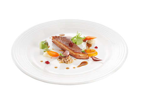 Luxury fine dine serving roasted duck breast filletの写真素材