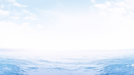 Banner with seascape with space for text, blue sea, wave, sky with clouds, nobody. 3d render illustration background for presentationsの素材