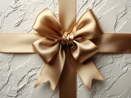 Set of satin decorative golden bows with horizontal.Generative AI.の素材