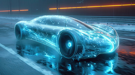 E Car construction blueprint.Generative AI.の素材