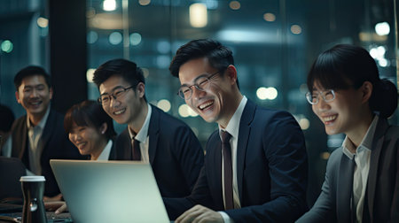 Team of financial analysts working in the office.Generative AI.の素材