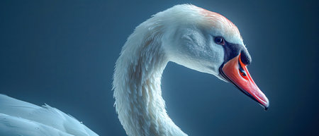 Close up shot of a mute swan on light background.Generative AI.の素材