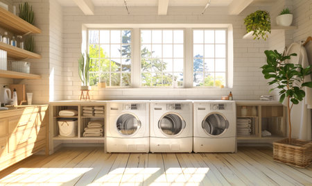 Modern Laundry Room with Natural Light.Generative AI.の素材