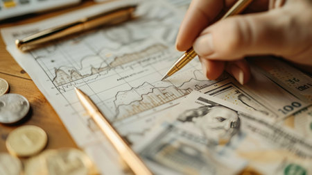 architect design working drawing sketch plans blueprints and making architectural construction model in architect studio.Generative AI.の素材