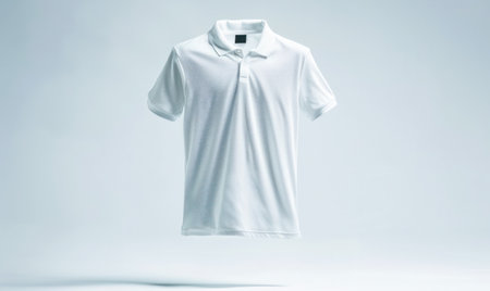 White Polo Shirt For Boy On White Background. Generative AI.の素材