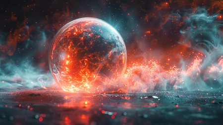 Earth in a meteor shower. Generative AI.の素材