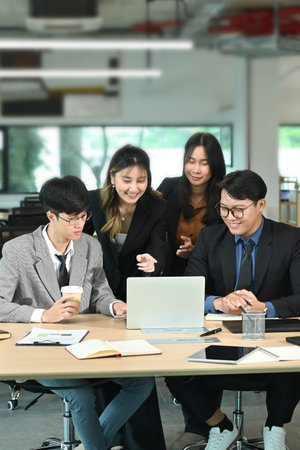 A group of business people partners during a set team meeting in the modern office.High quality.