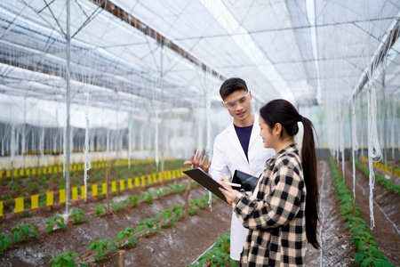 Practical agricultural studies of adolescent students, with scientists providing guidance,...