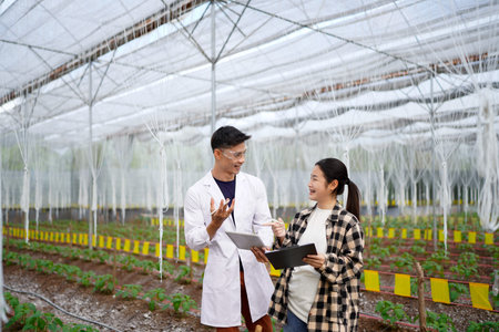 Practical agricultural studies of adolescent students, with scientists providing guidance,...