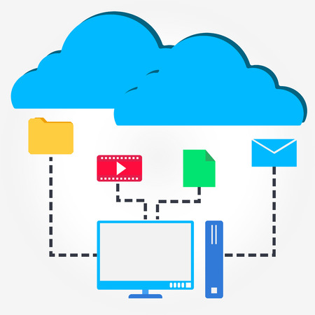 Flat design concept of Cloud File Sharingのイラスト素材